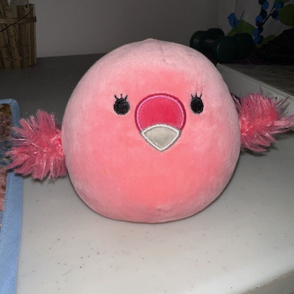 VGUC-5” Squishmallow Cookie Flamingo Soft Pink Plush Flower